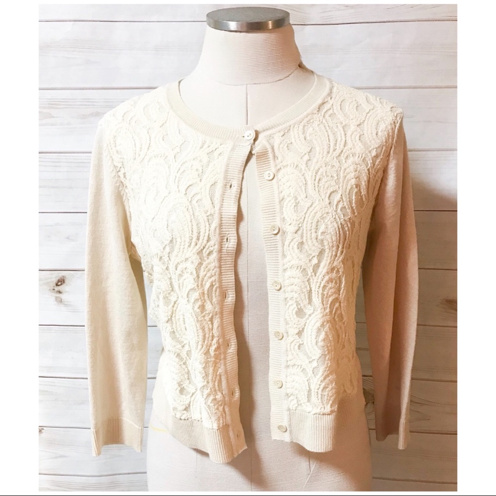 CABLE & GUAGE LACE CARDIGAN